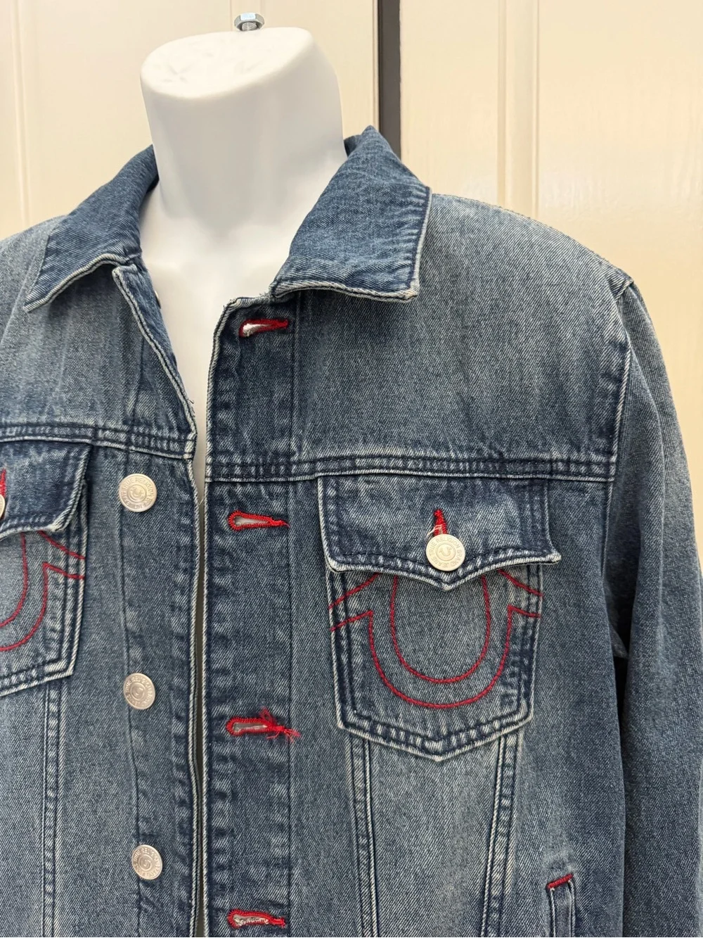 True Religion Blue Denim Trucker Jacket Sz M